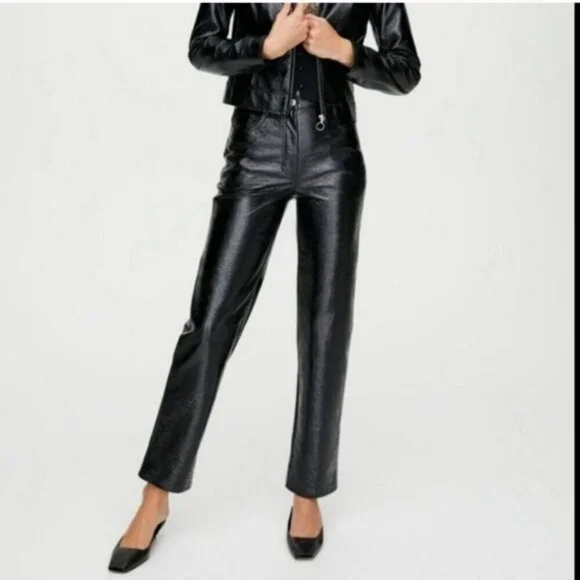 Aritzia Wilfred The Melina Pant Black Vegan Leather Straight Leg Pants High Rise - Picture 11 of 11